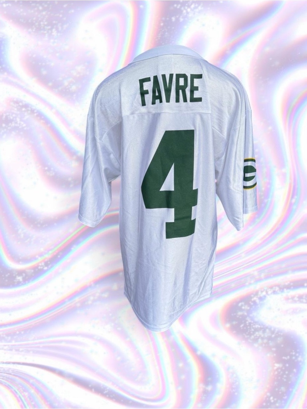 NFL Green and White Favre #4 Back Jersey
